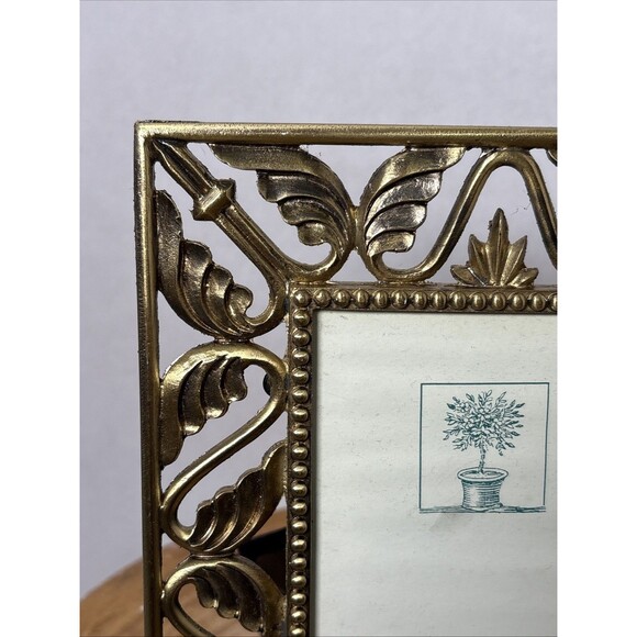 Vintage Terragrafics Ornate Brass Hollywood Regency 3.5” X 5” Picture Frame - Picture 2 of 10